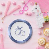Blaue Gingham-Zitronen-Sommerfeier-Papier Pappteller (Party)
