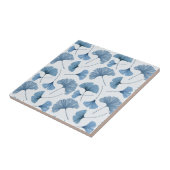 Blaue Gingko-Blattmuster Fliese (Seite)