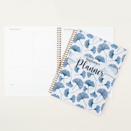 Blaue Gingko-Blattmuster Planer (Anzeige)
