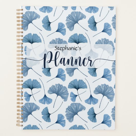 Blaue Gingko-Blattmuster Planer (Vorderseite)