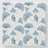 Blaue Gingko-Blattmuster  Steinuntersetzer (Vorderseite)
