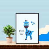 Blaue Giraffe Poster