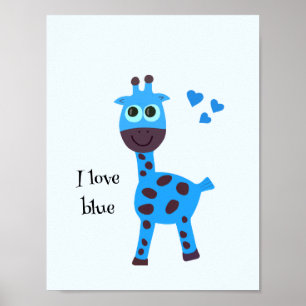 Blaue Giraffe Poster