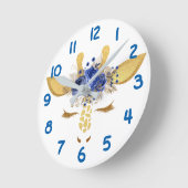 Blaue Giraffen-Gesichts-Zahl-Kinder Runde Wanduhr (Winkel)