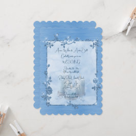 Blaue Glänzende Elegante Funkelnde Rahmen Hochzeit Einladung