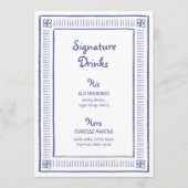 Blaue, glänzende Hand gezeichnete Hochzeitssignatu Menükarte (Vorderseite)