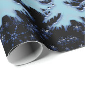 Blaue, glänzende Weihnachtsbäume und Sterne am Nac Geschenkpapier (Rolleneckpunkt)