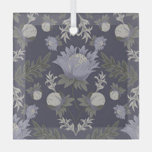 Blaue Glas im Vintage-Stil mit botanischem Muster Ornament Aus Glas