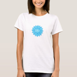 Blaue Glas-Lotusblume Om-Symbol Zeichnung T-Shirt