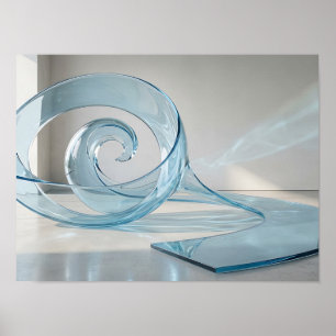 Blaue Glas-Spirale Skulpturale Moderne Wandkunst Poster