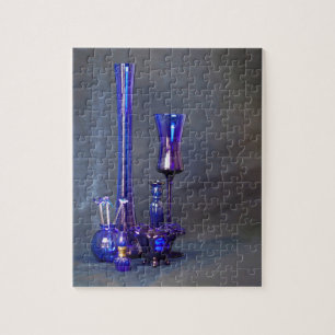 Blaue Glas-Vasen-Puzzle vertikal Puzzle