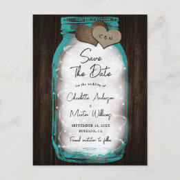 Blaue Glas-Weckglas-Hochzeit- Save The Date-Karte  Ankündigungspostkarte