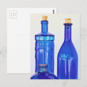 Blaue Glasflaschen Postkarte (Vorne/Hinten)