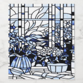 Blaue Glasgarten-Frühlingsgarten Weinetikett (Einzelnes Label)