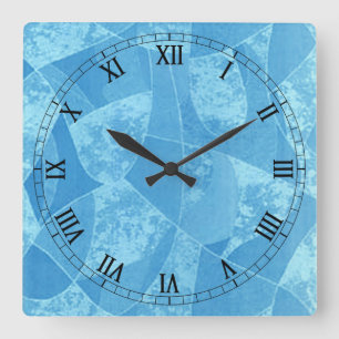 Blaue Glasmosaik-Quadratische Uhr mit römischen Zi