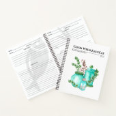 Blaue Glasware und gestrichene Rezeptur aus Baumwo Notizblock (Innenseite)