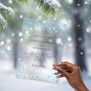 Blaue Glitter-Abend-Klar-Hochzeit Acryleinladungen