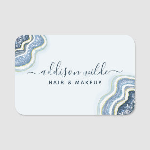 Blaue Glitter-Achat-Geode Luxus-Chic-Namensschild Namensschild