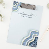 Blaue Glitter-Achat-Geoden-Luxus-Chic-Mappe Klemmbrett