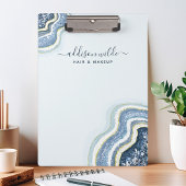 Blaue Glitter-Achat-Geoden-Luxus-Chic-Mappe Klemmbrett