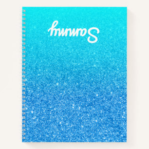 Blaue Glitter Aqua Ombre Linkshänder Notizblock