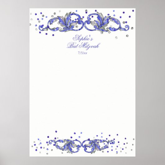 Blaue Glitter, Bat Mitzwa, Benutzerdefiniert, Anme Poster (Vorne)