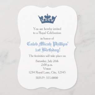 Blaue Glitter Crown Royal Geburtstagseinladung Einladung