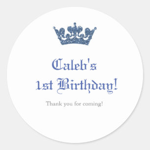 Blaue Glitter Crown Royal Prince Sticker Etikett