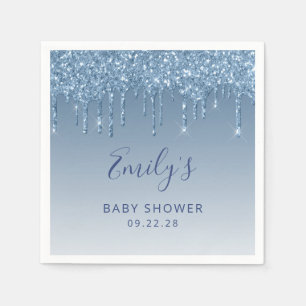 Blaue Glitter-Drip-Baby-Party Serviette