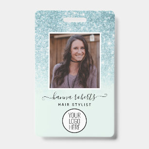 Blaue Glitter-Mitarbeiter- oder Stylist-ID Ausweis