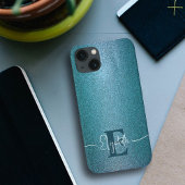 Blaue Glitter-Mode schick chic Monogramm iPhone Hülle