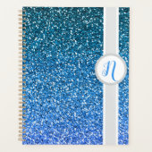 Blaue Glitter-Monogramm Planer (Vorderseite)