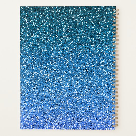 Blaue Glitter-Monogramm  Planer (Rückseite)