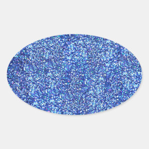 Blaue Glitter-Optik Leere glamouröse moderne Vorla Ovaler Aufkleber