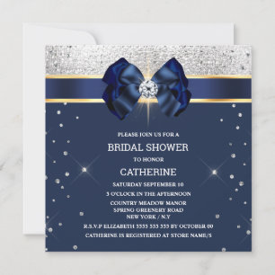 Blaue Glitter Silber Gold Band Bogen Glanz Glamour Einladung