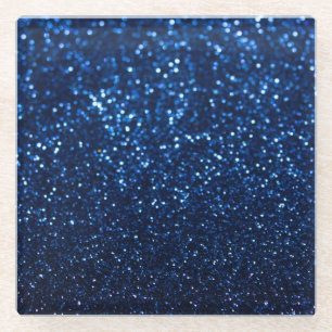 Blaue Glitter-Textur Festiver Glanz Glasuntersetzer