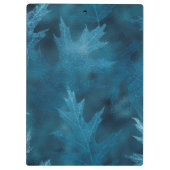 Blaue Glitterie-Eiche-Blätter Klemmbrett (Rückseite)