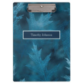 Blaue Glitterie-Eiche-Blätter Klemmbrett (Vorderseite)