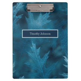Blaue Glitterie-Eiche-Blätter Klemmbrett