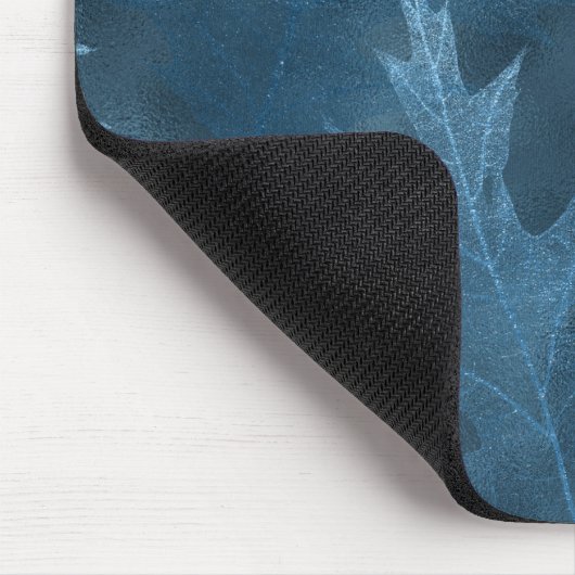 Blaue Glitterie-Eiche-Blätter Mousepad (Ecke)