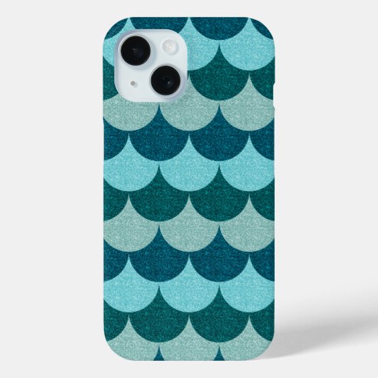 Blaue Glitterie Mermaid-Skalenmuster Case-Mate iPhone Hülle (Rückseite)