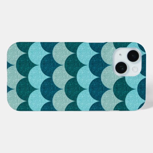 Blaue Glitterie Mermaid-Skalenmuster Case-Mate iPhone Hülle (Rückseite (Horizontal))