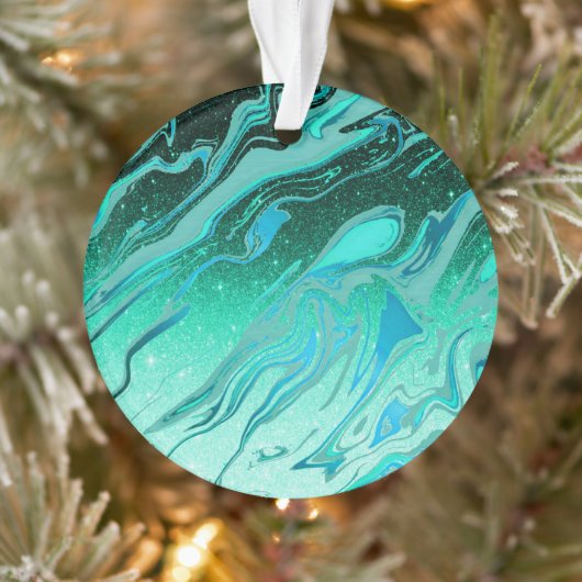 Blaue Glittermarmor Ornament (Baum)