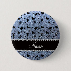 Blaue Glitterpastellzahl Skaten des individuellen Button