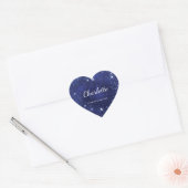 Blaue Glitterstaub-Monogramm-Name Herz-Aufkleber (Umschlag)