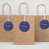 Blaue Glitterstaub-Monogramm-Name Runder Aufkleber