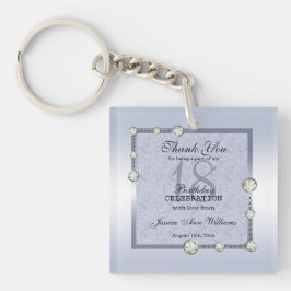 Blaue Glitzer & Diamantdekoration Geburtstag Schlüsselanhänger