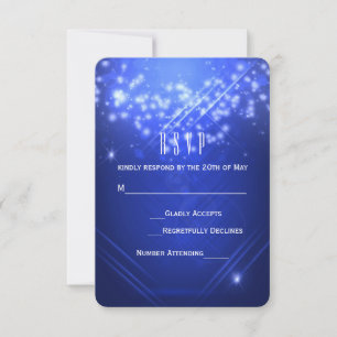 Blaue Glitzer Glamour Club Vibe Party RSVP Karte