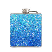 Blaue Glitzer Glitzern Textur Flachmann (Rückseite)
