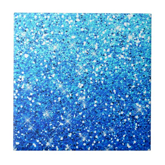 Blaue Glitzer Glitzern Textur Fliese (Vorderseite)